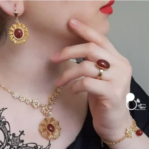ست کامل طرح عقیق💎کپی طلا با برش های مثل طلا| شیک، خاص