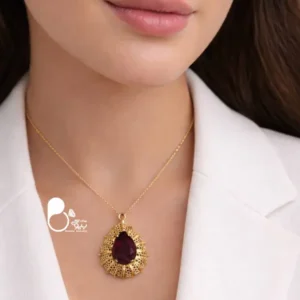 گردنبند طرح عقیق اشکی💎وارداتی با روکش طلا