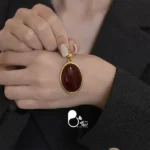 خرید گردنبند عقیق پایه طلا بدل استیل کپی طلا