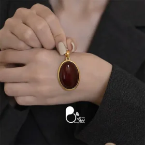 خرید گردنبند عقیق پایه طلا بدل استیل کپی طلا