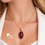 گردنبند تک نگین اتریشی زمردی و عقیق💎وارداتی با روکش طلا