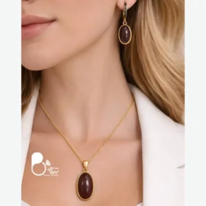 نیم ست طرح عقیق نگین اتریشی 💎وارداتی با روکش طلا