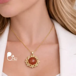 گردنبند عقیق دلربا💎وارداتی با روکش طلا