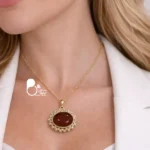 گردنبند طرح عقیق💎وارداتی با روکش طلا