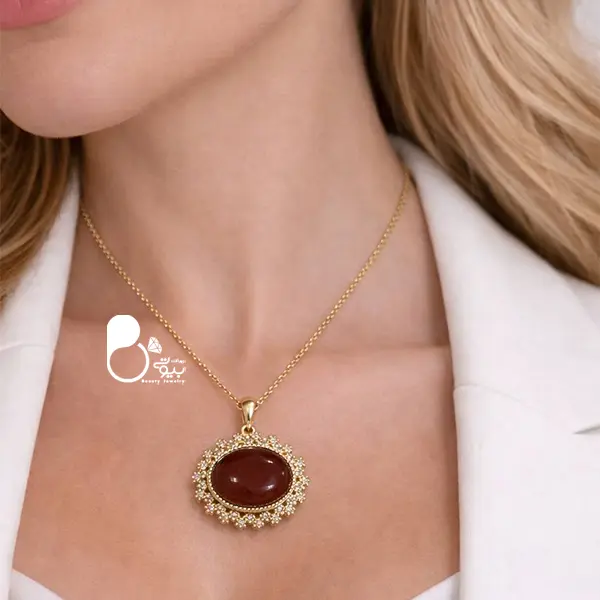 گردنبند طرح عقیق💎وارداتی با روکش طلا گردنبند طرح عقیق💎وارداتی با روکش طلا