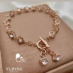 دستبند مکعبی کریستالی ژوپینگ💎کپی طلا| شیک و ترند