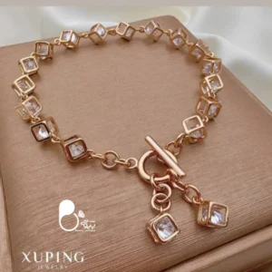 دستبند مکعبی کریستالی ژوپینگ💎کپی طلا| شیک و ترند
