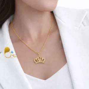 گردنبند بحرینی طرح تاج با تخفیف💎گردنبند کپی طلا با نگین میکرو