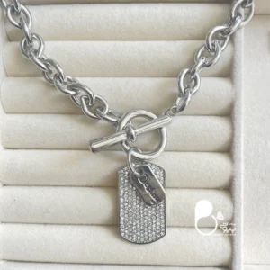 گردنبند اسپرت مارشال فول نگین استیل با تخفیف💎رنگ ثابت