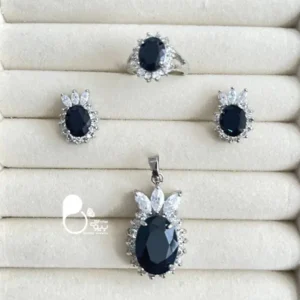 نیمست طرح نقره نگین سرمه ای تخفیف ویژه💎کپی طلا | شیک، خاص