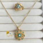 ست مینا کاری کپی طلا (گردنبند و انگشتر)💎روکش طلا با قیمت عالی