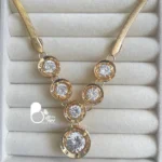 گردنبند طرح الماس با تخفیف💎زنجیر ماری پهن با ترکیب نگین