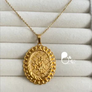 گردنبند مریمی با طرح گل با تخفیف💎بدل رنگ ثابت کپی طلا