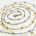 گردنبند دوریکا طرح طلا 45 سانت💎زنجیر توپی شبیه طلا در سه رنگ