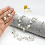 ست کامل مروارید استیل 💎نقره‌ای، شیک و خاص با تخفیف