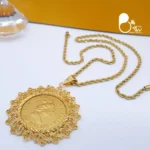 گردنبند طرح مریمی الیزابت با زنجیر طنابی با تخفیف💎بدل رنگ ثابت کپی طلا