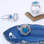 انگشتر دوبل طرح فیروزه با نگین رقصان تخفیف ویژه💎میکرو نگین، خاص و شیک