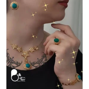 سرویس فیروزه‌ای بدل طرح طلا زنانه تخفیف ویژه