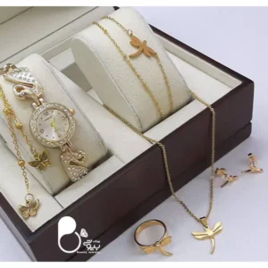 ست کامل ساعت طرح سنجاقک کپی طلا💎بدل مثل طلا رنگ ثابت