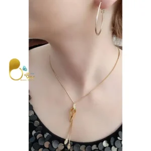 ست گوشواره حلقه ای و گردنبند کپی طلا💎بدل مثل طلا رنگ ثابت