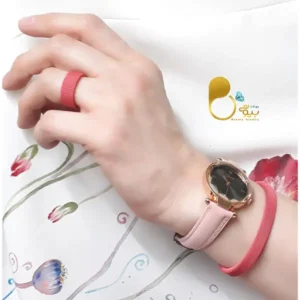 ست ساعت دخترانه صورتی💎دستبند و انگشتر حصیری | با تخفیف