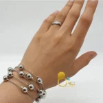ست دستبند شرشره گوی و انگشتر سیلور💎 کپی طلا سفید با تخفیف