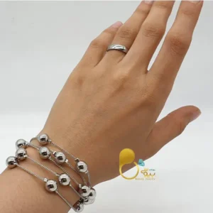 ست دستبند شرشره گوی و انگشتر سیلور💎 کپی طلا سفید با تخفیف