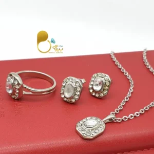 ست کامل طرح نقره با نگین اتریشی سفید با تخفیف💎شیک و خاص