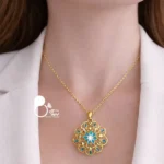 گردنبند میناکاری طرح طلا با تخفیف💎 طرح لوزی و گل | کپی طلا | شیک و خاص
