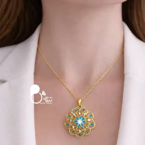 گردنبند میناکاری طرح طلا با تخفیف💎 طرح لوزی و گل | کپی طلا | شیک و خاص