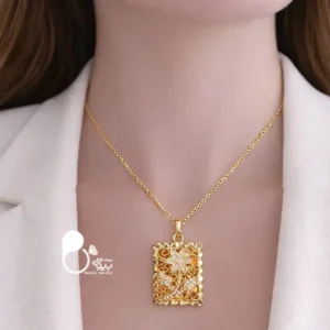 گردنبند طرح طلا با زنجیر💎تخفیف | استیل رنگ ثابت کپی رخ طلا