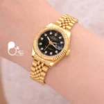 ست ساعت رولکس زنانه مردانه صفحه مشکی💎 لوکس، خاص و شبیه ساعتهای طلا.
