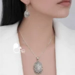 نیمست زیتونی بیضی نقره ای با تخفیف💎کوپ طلا | شیک و خاص