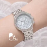 ساعت فول نگین نقره‌ای زنانه