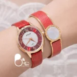 ست ساعت قرمز عشق دخترانه با دستبند بولگاری