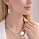 نیم ست طرح گندمی نگین اتریشی خاص و شیک با کیفیت عالی و تخفیف