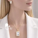 نیم ست طرح طلا نگین سفید اتریشی کپی طلا 💎 کیفیت عالی