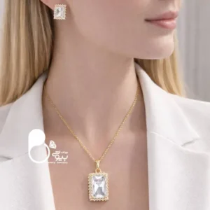 نیم ست طرح طلا نگین سفید اتریشی کپی طلا 💎 کیفیت عالی