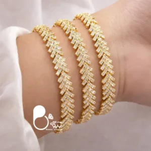 دستبند نگین اتریشی گندمی💎 کپی طلا | شیک و خاص | نگین دار