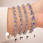 دستبند نگین اتریشی بنفش💎کپی طلا | ۴ طرح متفاوت | شیک و خاص