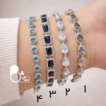دستبند نگین اتریشی رنگی💎کپی نقره| ۴ طرح متفاوت | شیک و خاص