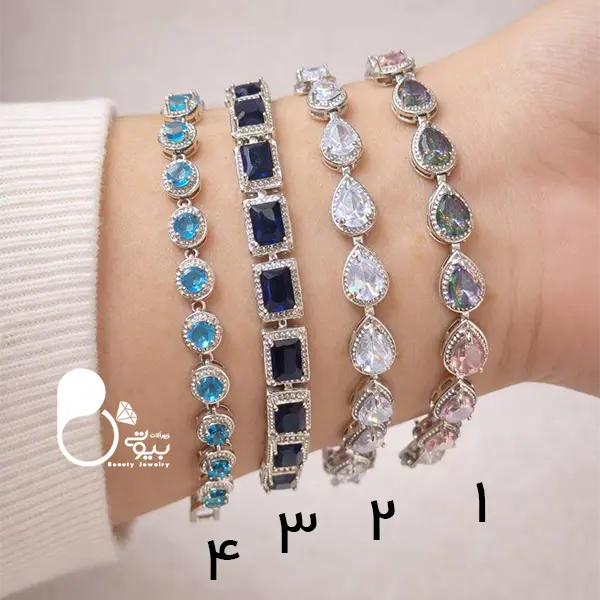 دستبند نگین اتریشی رنگی💎کپی نقره| ۴ طرح متفاوت | شیک و خاص دستبند نگین اتریشی رنگی💎کپی نقره| ۴ طرح متفاوت | شیک و خاص
