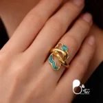 انگشتر ایران آغوش میناکاری💎کپی طلا رنگ ثابت با روکش طلا 18 عیار