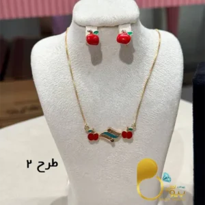 نیمست گوشواره و گردنبند دخترانه رنگ ثابت کپی طلا مدل اپل
