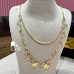 گردنبند دو لاین فانتزی با آویز فلاور 💎کیفیت عالی و تخفیف ویژه