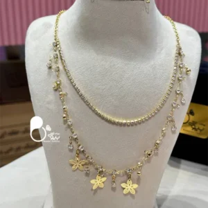گردنبند دو لاین فانتزی با آویز فلاور 💎کیفیت عالی و تخفیف ویژه