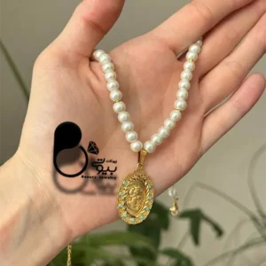 گردنبند رخ مرواریدی نگین دار