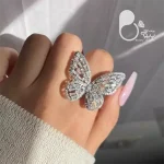 انگشتر پروانه نگین باگت 💎فروشگاه زیورآلات بیوتی