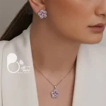 نیمست طرح گل جواهر صورتی💎زیورآلات بیوتی