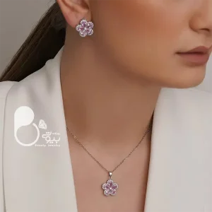نیمست طرح گل جواهر صورتی💎زیورآلات بیوتی